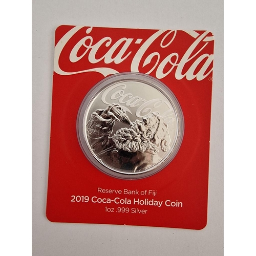 224 - 'Coca Cola Holiday Coin', Fiji, 1 Dollar, (2019) Silver Proof 1oz Coin (.999), No. 1113 of 25k, in O... 