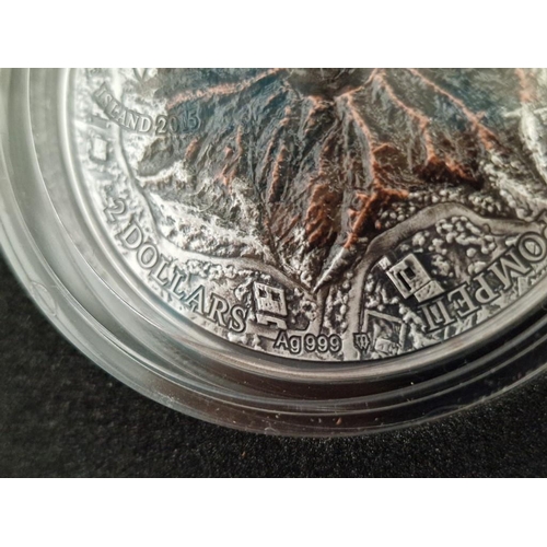 226 - 'Volcano Vesuvius' New Zealand 2 Dollars 2oz Silver Proof Coin (.999), (2015), Limited Edition of On... 