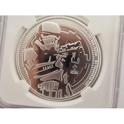 229 - Star Wars Stormtrooper Silver Proof Coin, (.999), Niue Two Dollars, (2018), Slabbed by NGC & MS69, S... 