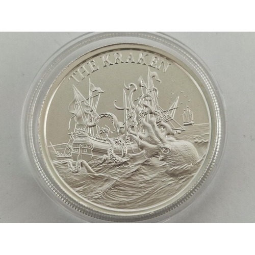 231 - 'The Kraken' 2oz Silver Proof (.999) High Relief Round / Token / Bullion, in Plastic Capsule, by Int... 