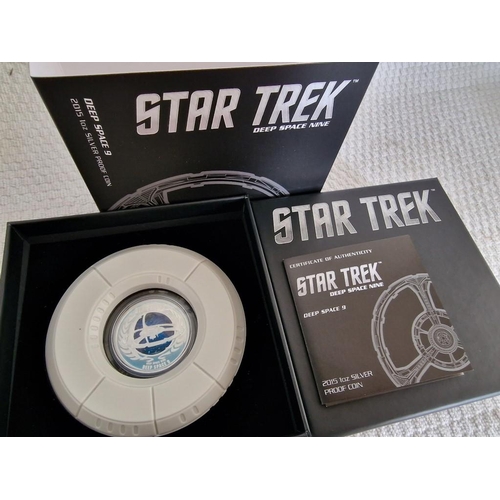 233 - Star Trek 'Deep Space 9' Limited Edition Collector's 1oz Silver (.999) Proof Coin in Illuminating Pr... 