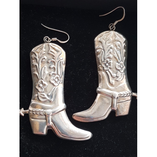 263 - Cowboy Boots - .925 Silver Earrings, Total Weight 8gr