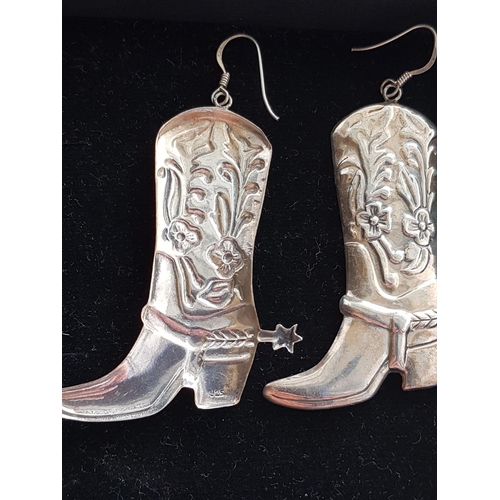 263 - Cowboy Boots - .925 Silver Earrings, Total Weight 8gr