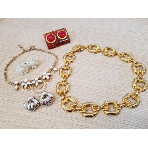 301 - Collection of Retro Costume Jewellery; 2 x Necklaces and 3 x Pair of Clips