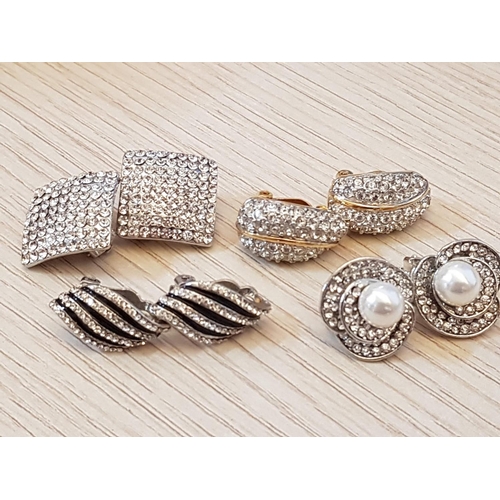 302 - 4 x Pair of Classic Evening Clips (One Pair Decorated with Swarovski Crystals)