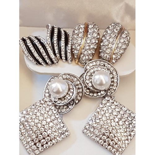 302 - 4 x Pair of Classic Evening Clips (One Pair Decorated with Swarovski Crystals)