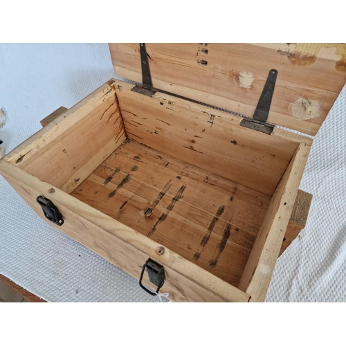 35 - Vintage Solid Wood Ammo Box with Hinged Lid and Metal Clasps & Carrying Handles, (Approx. 52 x 36 x ... 