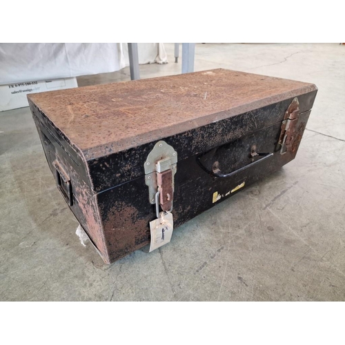 37 - Metal Trunk with Handles & Clasp, (Approx. 72 x 42 x 27cm)