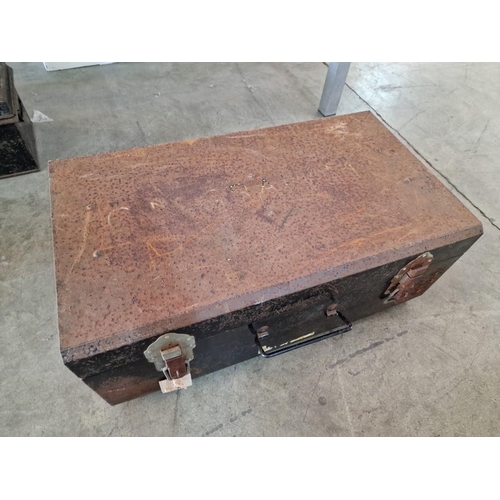 37 - Metal Trunk with Handles & Clasp, (Approx. 72 x 42 x 27cm)