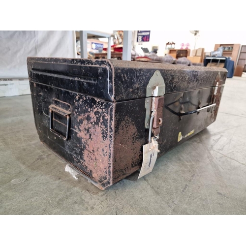 37 - Metal Trunk with Handles & Clasp, (Approx. 72 x 42 x 27cm)