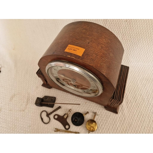 381 - Vintage Enfield Wooden Mantle Clock, Made in England, with Westminster Chime, (Untested, or A/F), To... 