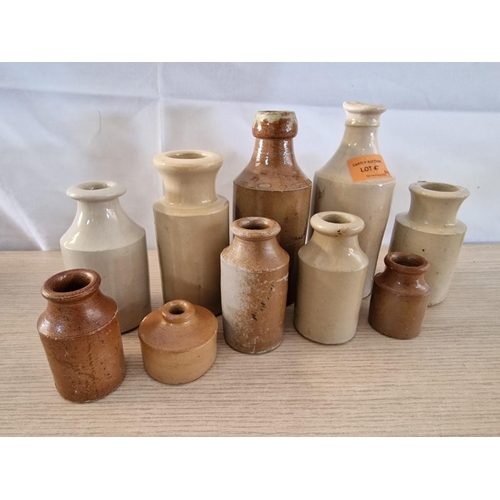 47 - Collection of Assorted Vintage Salt Glazed Pottery Bottles, (Approx. 4 - 16cm), (10)