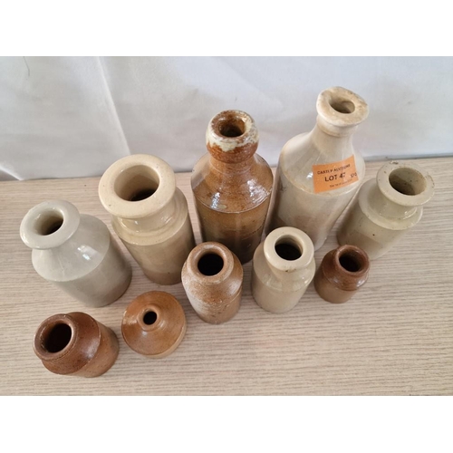 47 - Collection of Assorted Vintage Salt Glazed Pottery Bottles, (Approx. 4 - 16cm), (10)