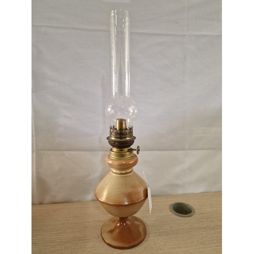 48 - Rare Porcelain Oil Lamp 'Whatt's by Vincent Cadeaux' Complete with Glass Funnel, (Approx. H: 50cm)