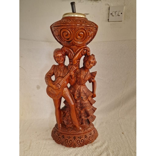 49 - Floor Standing Ashtray with Couple Figurines, (Approx. H: 67cm)