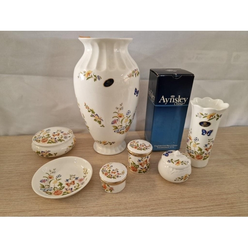 5 - Collection of 7 x Pieces of Aynsley 'Cottage Garden' Fine Bone China; Boxed Posey Vase, Large Vase (... 