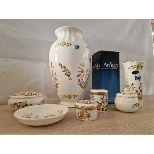 5 - Collection of 7 x Pieces of Aynsley 'Cottage Garden' Fine Bone China; Boxed Posey Vase, Large Vase (... 