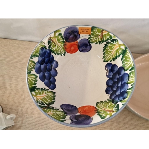 53 - Denby Stoneware Dish (Approx. 29 x 21cm), Plus Italian Ceramic Fruit Bowl with Fruit & Leaf Decorati... 