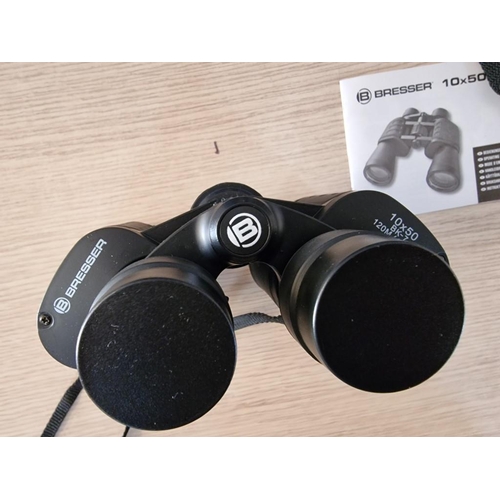 57 - Boxed Pair of Unused 10x50 Bresser Binoculars, BK-7 120Pr of M1000M, Complete with Carrying Case and... 