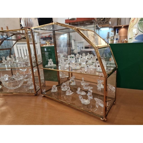 6 - Unusual Opposing Pair of Metal & Glass Mirror Back Terrarium Style Display Cases (Known as Butterfly... 