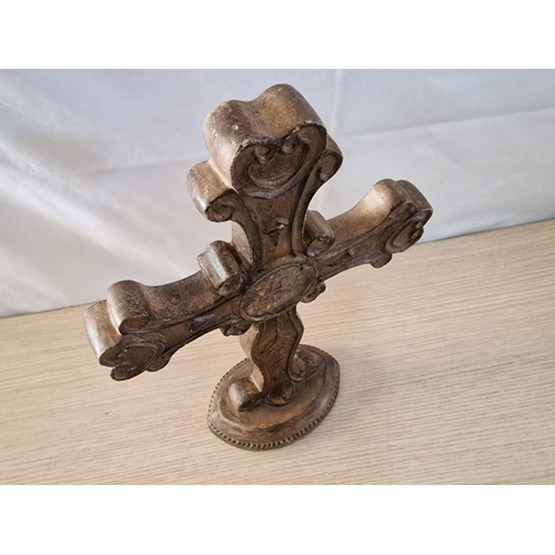 64 - Carved Wooden Reliquary Cross, (Approx. 30 x 19cm Overall)