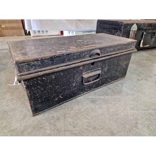 65 - Late 19th Century Metal Secure Box with Handles, (Approx. 56 x 27 x 22cm)