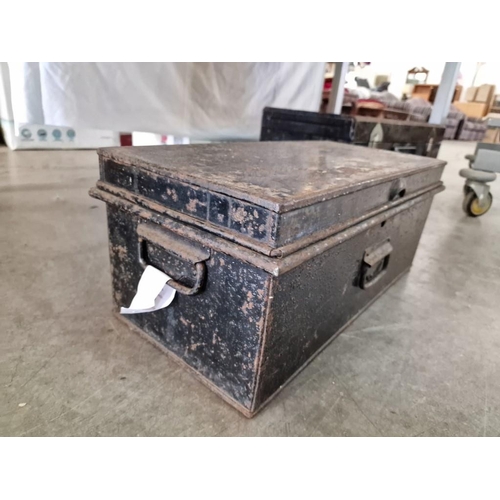 65 - Late 19th Century Metal Secure Box with Handles, (Approx. 56 x 27 x 22cm)