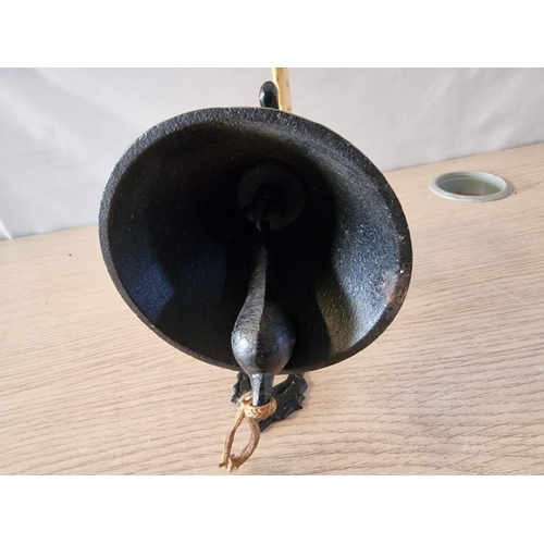 71 - Vintage Cast Iron Wall Hanging Bell with Pig, (Approx. 20 x 16cm Overall)