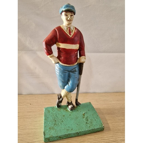 76 - Vintage Cast Iron Golfer Door Stop, (Approx. H: 25cm)