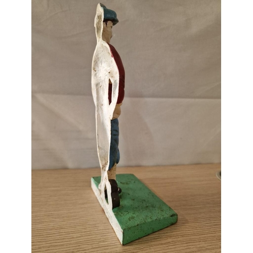 76 - Vintage Cast Iron Golfer Door Stop, (Approx. H: 25cm)