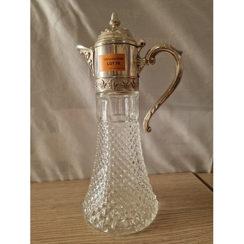 79 - Vintage Claret Jug with White Metal Top, (Approx. H: 30cm)