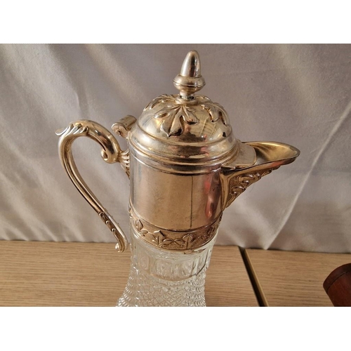 79 - Vintage Claret Jug with White Metal Top, (Approx. H: 30cm)