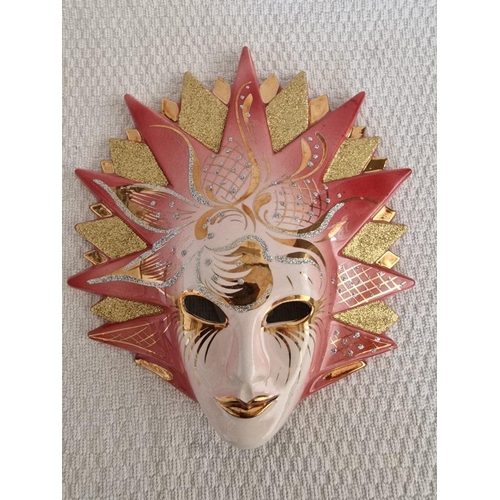 80 - Wall Hanging Decorative Ceramic Venetian Mask (Approx. H: 26cm)