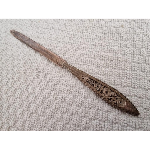 81 - Silver (.830) Letter Opener with Filigree Handle, (Approx. 17cm, 18g)