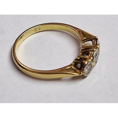 114 - 18ct Gold, 3-Diamond Ring, (Approx. Size: M, 2.7g)