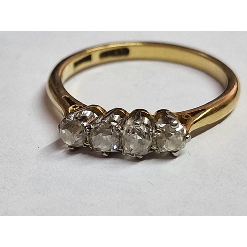 115 - 18ct Gold, 4-Diamond Ring, (Approx. Size: N, 2.9g)