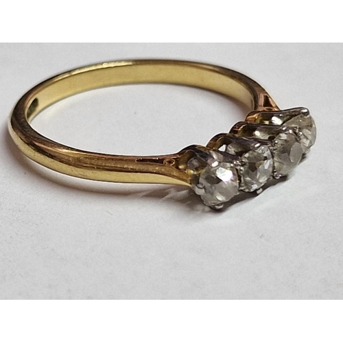 115 - 18ct Gold, 4-Diamond Ring, (Approx. Size: N, 2.9g)