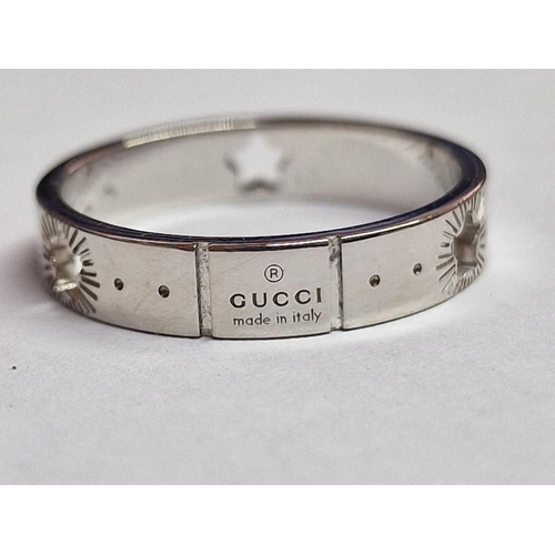 120 - Gucci Icon 18ct White Gold 'Star' Ring, (Approx. Size: M/N, 3.7g)