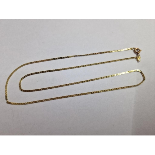 125 - 18ct Gold Fine Flat Link Chain Necklace, (Approx. L: 58cm, 3.2g) with Gold Filled Clasp