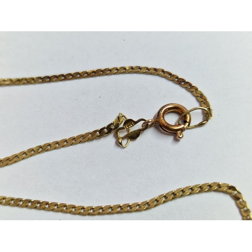 125 - 18ct Gold Fine Flat Link Chain Necklace, (Approx. L: 58cm, 3.2g) with Gold Filled Clasp