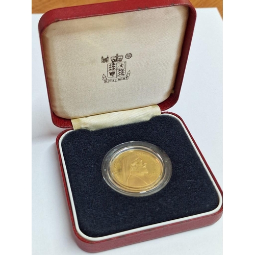 175 - Cyprus 1977 £50 Makarios 22ct Gold Uncirculated Coin in Capsule and Red Colour Presentation Case, (A... 