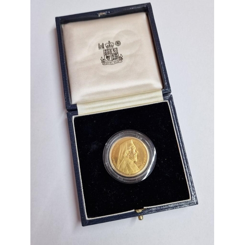 176 - Cyprus 1977 £50 Makarios 22ct Gold Proof Coin in Capsule and Blue Colour Presentation Case, (Approx.... 