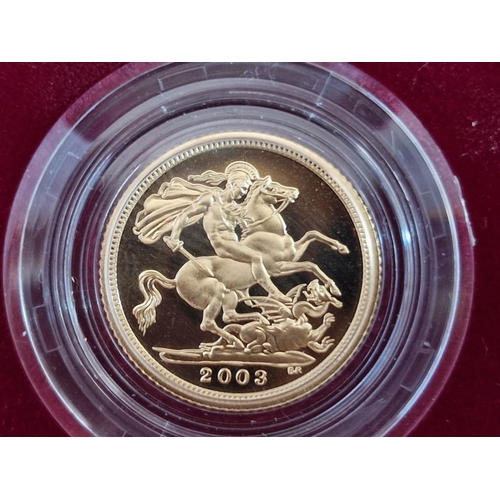 178 - United Kingdom 2003 Gold Proof Half Sovereign (22ct Gold Coin, 3.99gr Ø:19.3mm) in Capsule, Presenta... 