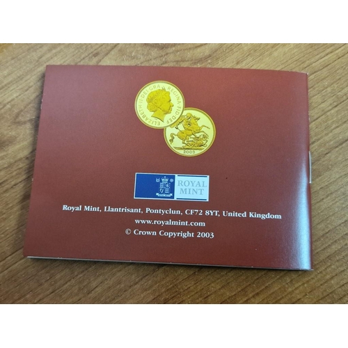 178 - United Kingdom 2003 Gold Proof Half Sovereign (22ct Gold Coin, 3.99gr Ø:19.3mm) in Capsule, Presenta... 