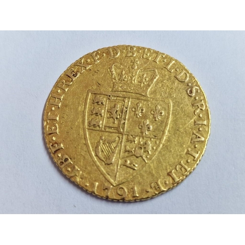 180 - 1791 King George III 'Spade' Full Guinea 22ct Gold Coin, (Approx. 8.3g, Ave. Ø: 24.5mm)

* Tested wi... 