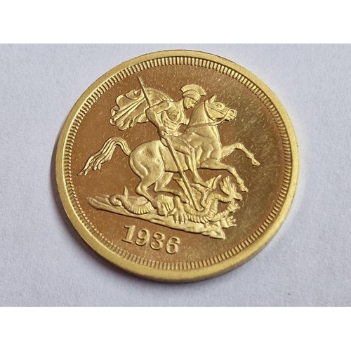 182 - 9ct Gold 'Fantasy Sovereign' Depicting King Edward VIII and Dated 1936, (Approx. 4.2g, Ø:: 19.5mm)