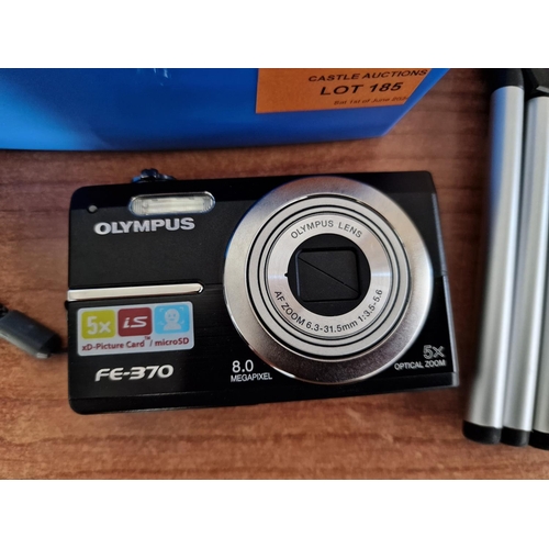 185 - Olympus Digital Camera, (Model: FE-370), 8mp, 5x Optical Zoom with Carry Case, Charger, Small Tripod... 