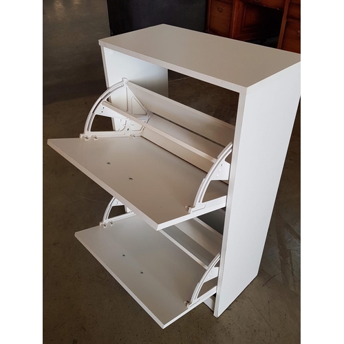 326 - White Finished MDF Shoe Cabinet with 2 - Tiers (25.5 x 50.5 x 86.5cm)