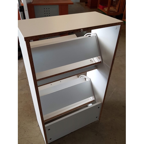 326 - White Finished MDF Shoe Cabinet with 2 - Tiers (25.5 x 50.5 x 86.5cm)