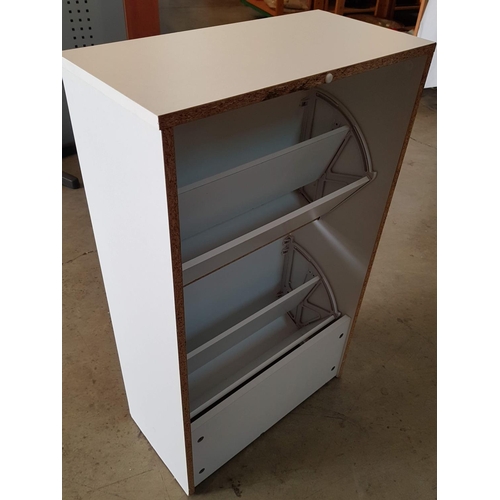 326 - White Finished MDF Shoe Cabinet with 2 - Tiers (25.5 x 50.5 x 86.5cm)